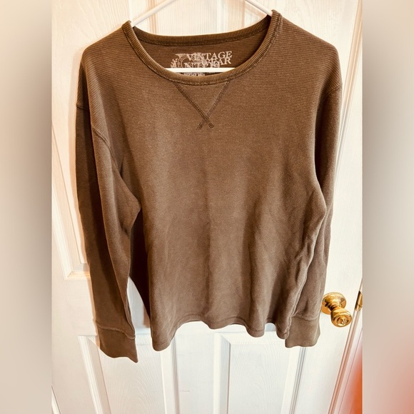 Vintage Thermal Long Sleeve Shirt in Brown - Picture 1 of 3